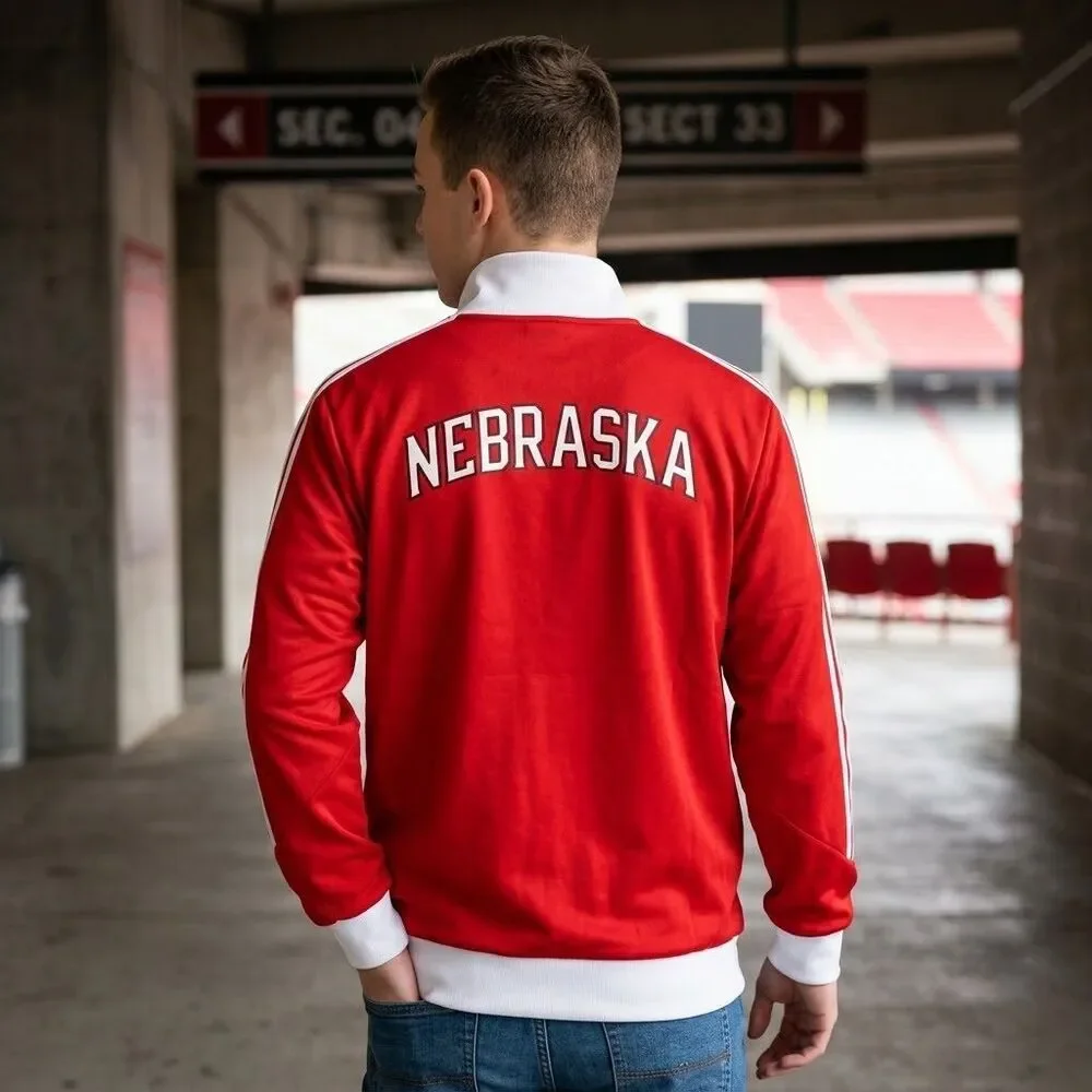 Adidas Nebraska Cornhuskers Track Jacket Men's Large Red Full Zip